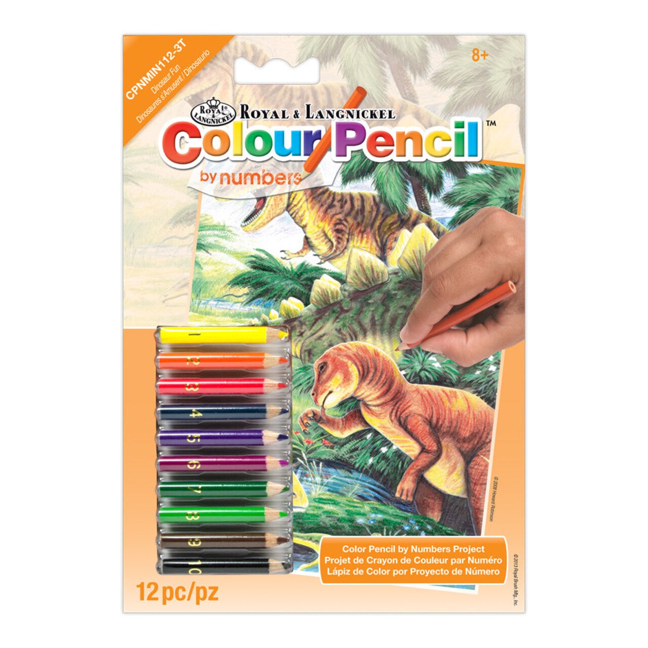 CPNMIN-112 | Colour Pencil by numbers™ 12pc 5" x 7" Dinosaurs Project